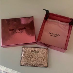 ROSE GOLD KATE SPADE GLITTER CARD HOLDER